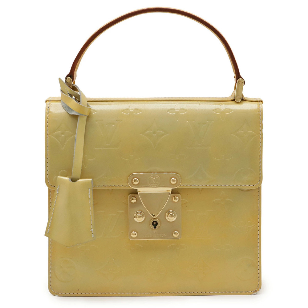 LOUIS VUITTON Monogram Vernis Spring Street Handbag Leather Lime Yellow